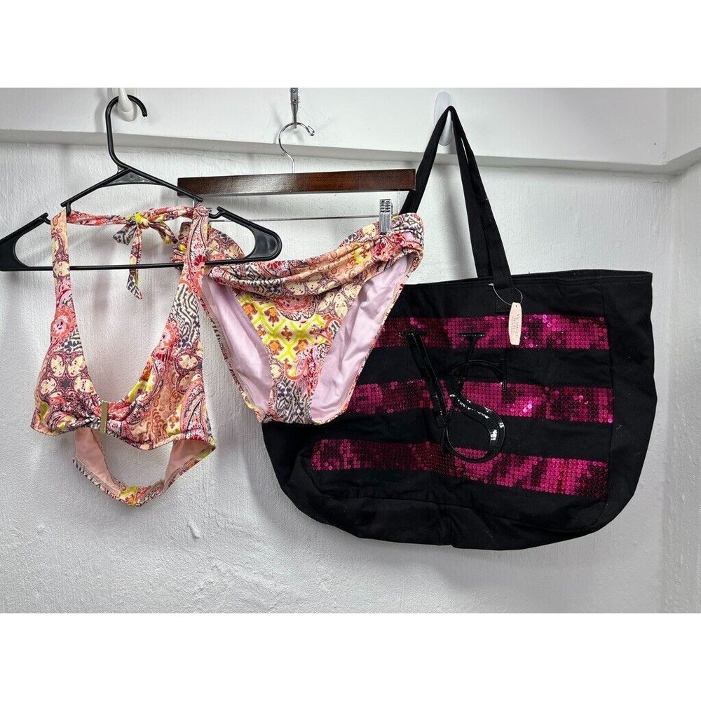 VICTORIA SECRET HALTER TOP LARGE HIGH WAISTED BOTTOMS SIZE LARGE